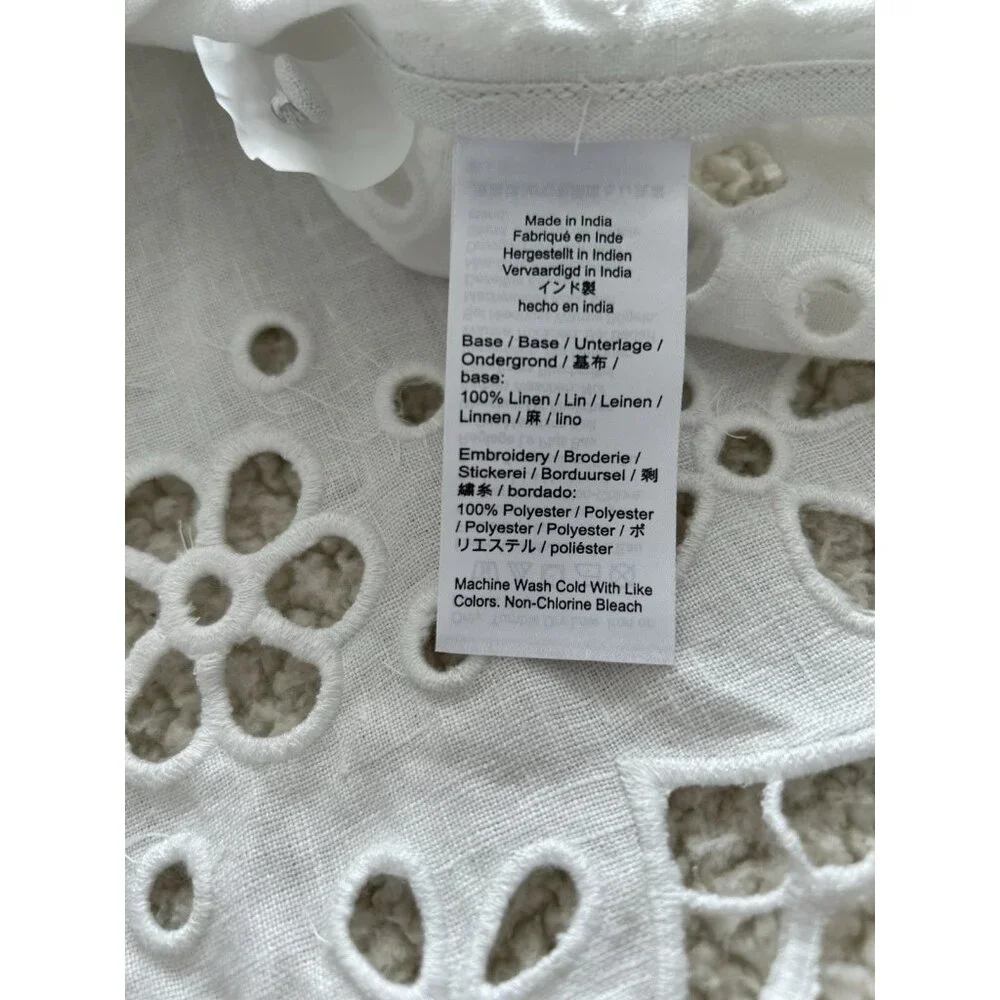 Madewell $118 Women's Embroidered Eyelet High-Low Tank White Salt Linen XS NV191 - Picture 14 of 15